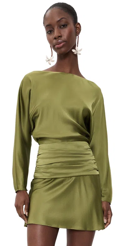 Staud Freda Silk Mini Dress Pear
