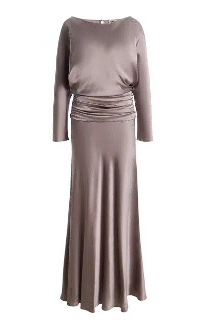 Staud Freda Silk-blend Maxi Dress In Silver