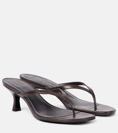 Staud Freja Thong Kitten Heel Sandals Espresso In Black
