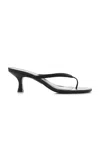 Staud Freja Beaded Leather Thong Sandals In Black
