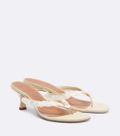Staud Freja Embellished Leather Thong Sandals In White