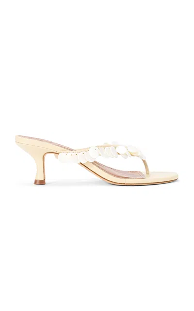 Staud Freja Fringed Leather Sandals In White
