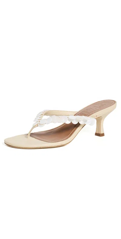 Staud Freja Kitten Heel Sandals Cream In White