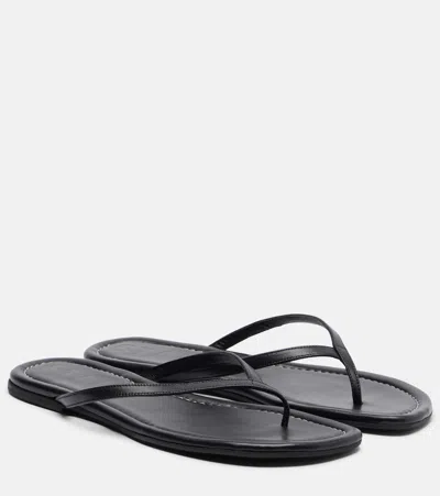 Staud Freja Leather Thong Sandals In Black