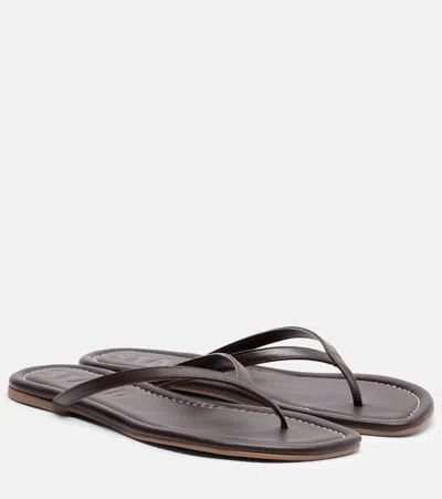 Staud Freja Leather Thong Sandals In Brown