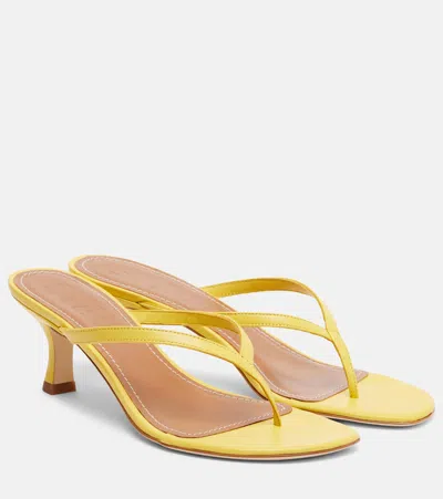 Staud Freja Thong Kitten Heel Sandals Sunshine In Gold