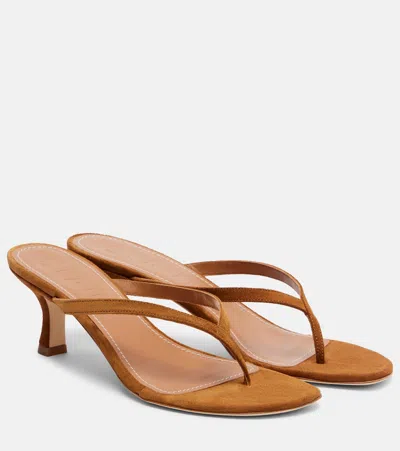 Staud Freja Suede Thong Sandals In Brown