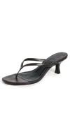 Staud Freja Beaded Leather Thong Sandals In Espresso