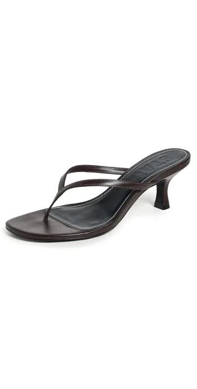 Staud Freja Thong Kitten Heel Sandals Espresso