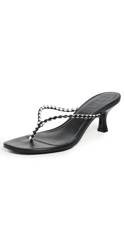 Staud Women's Freja Thong Kitten Heel Sandals In Black/paper