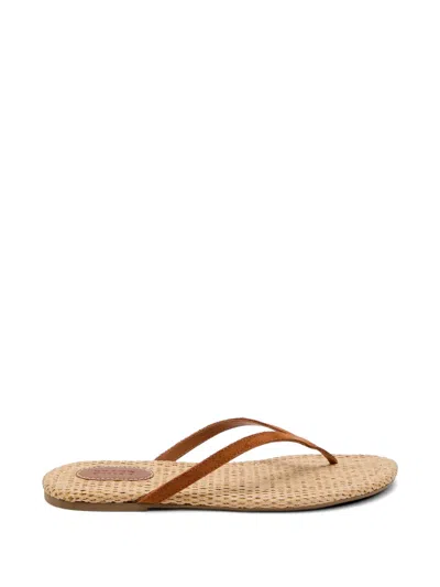Staud Freja Thong Raffia And Suede Sandals In Multi