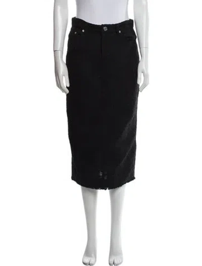 Pre-owned Staud Fringe Trim Accent Midi Length Skirt In Black