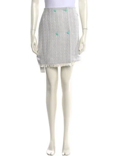 Pre-owned Staud Fringe Trim Accent Mini Skirt In Neutral