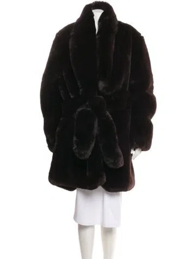 Pre-owned Staud Fur Coat W/ Tags In Gray