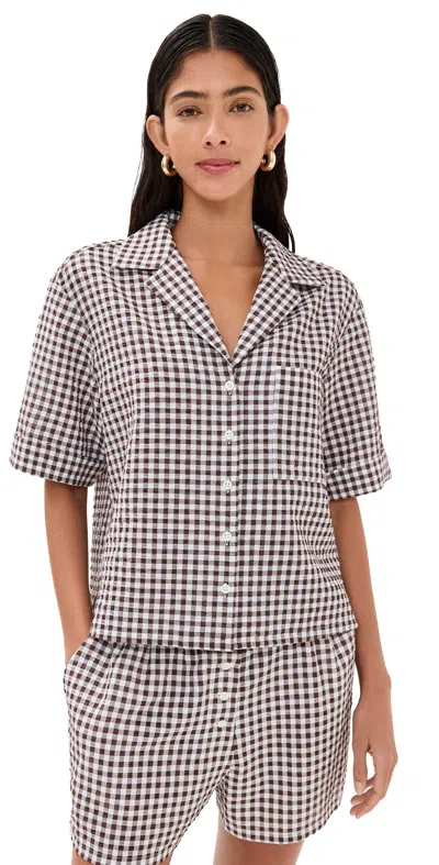 Staud Gabi Shirt Dark Chocolate Gingham
