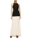 Staud Gabrielle Beaded Drop-waist Dress In Black/ivory