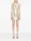 Staud Garden Metallic Brocade Mini Dress In Green