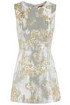 Staud Garden Metallic Brocade Mini Dress In White