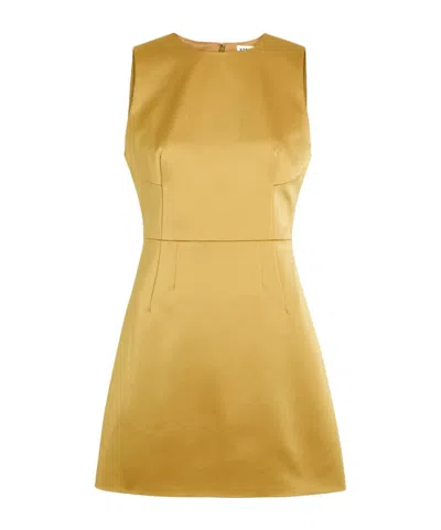 Staud Garden Satin Mini Dress In Gold