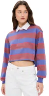 Staud Gavin Stripe Crop Cotton Rugby Shirt