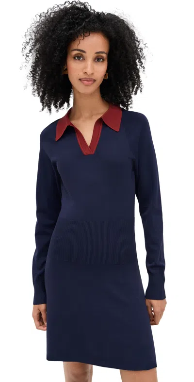 Staud Gene Dress Navy/sangria In Multi