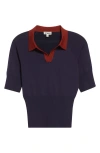 Staud Gene Polo Sweater In Blue