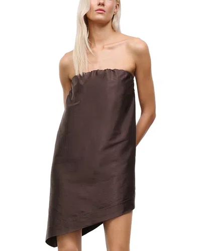 Staud Georgia Silk Convertible Dress In Brown