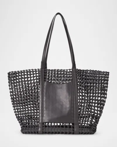Staud Getaway Open-weave Tote Bag In Black
