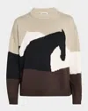 Staud Giada Horse Merino Wool Crewneck Sweater In Brown