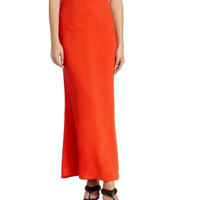 Staud Gianna Front Keyhole Maxi Dress In Orange