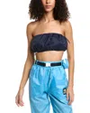 Staud Gigi Drawstring Bandeau Top In Blue