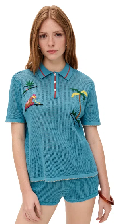 Staud Gitana Top Riviera Cove In Blue