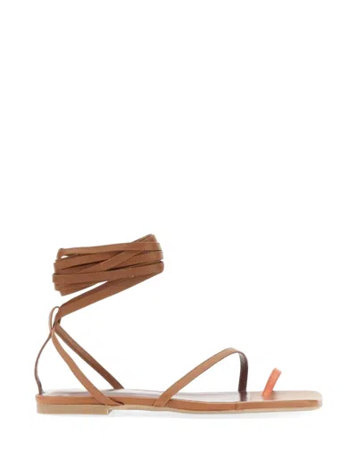 Staud Gladiator Toe Sandals In Brown
