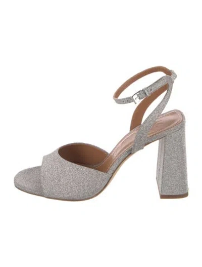 Pre-owned Staud Glitter Slingback Sandals In Gray