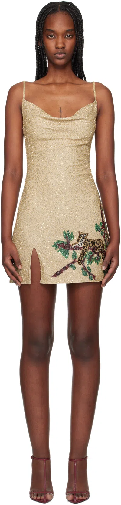 Staud Gold Roxy Minidress In Jgld Jungle Leopard
