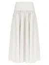 Staud Procida Gathered Midi High Waist Dress In White