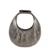 Staud Crescent-shaped Bronze Leather Bag In Gray
