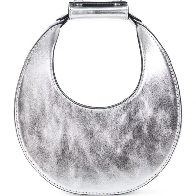 Staud Good Night Moon Leather Top Handle Bag In Silver