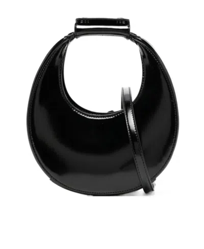 Staud Good Night Moon Logo-debossed Crossbody Bag In Black