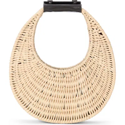 Staud Good Night Moon Wicker Top Handle Bag In Brown
