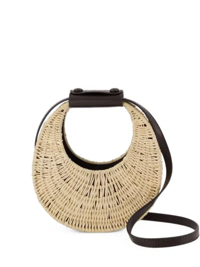 Staud Good Night Moon Wicker Tote Bag In Neutral