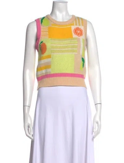 Pre-owned Staud Graphic Print Crew Neck Sweater In Multicolor