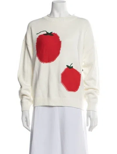 Pre-owned Staud Graphic Print Crew Neck Sweater In Neutrals