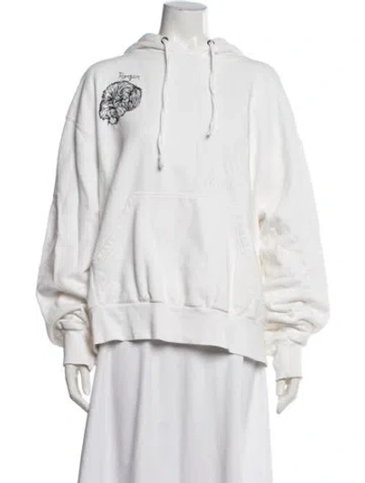 Pre-owned Staud Graphic Print Crew Neck Sweater In White