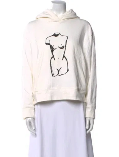 Pre-owned Staud Graphic Print Crew Neck Sweatshirt In White