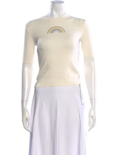 Pre-owned Staud Graphic Print Crew Neck Top In Neutral