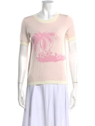 Pre-owned Staud Graphic Print Crew Neck Top In Neutral