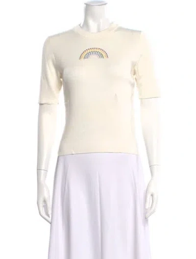 Pre-owned Staud Graphic Print Crew Neck Top In Neutral