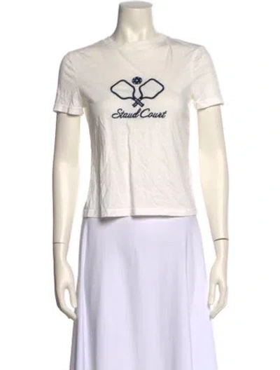 Pre-owned Staud Graphic Print Crew Neck T-shirt In Neutral