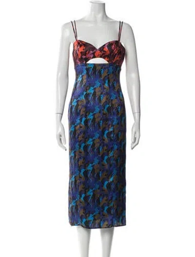 Pre-owned Staud Graphic Print Midi Length Dress In Purple